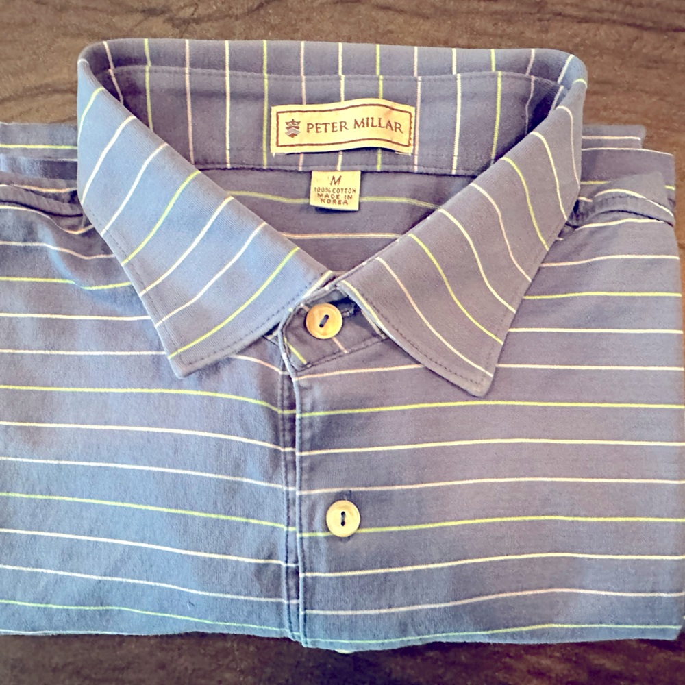 Peter Millar men's medium Austin Country Club 100% soft  cotton. Golf shirt.